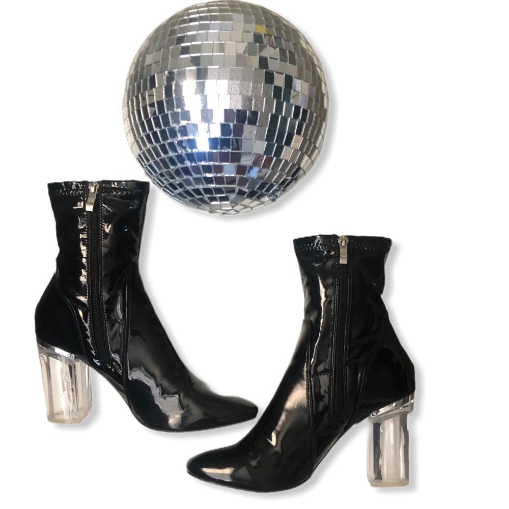 Lucite Heel Ankle Booties